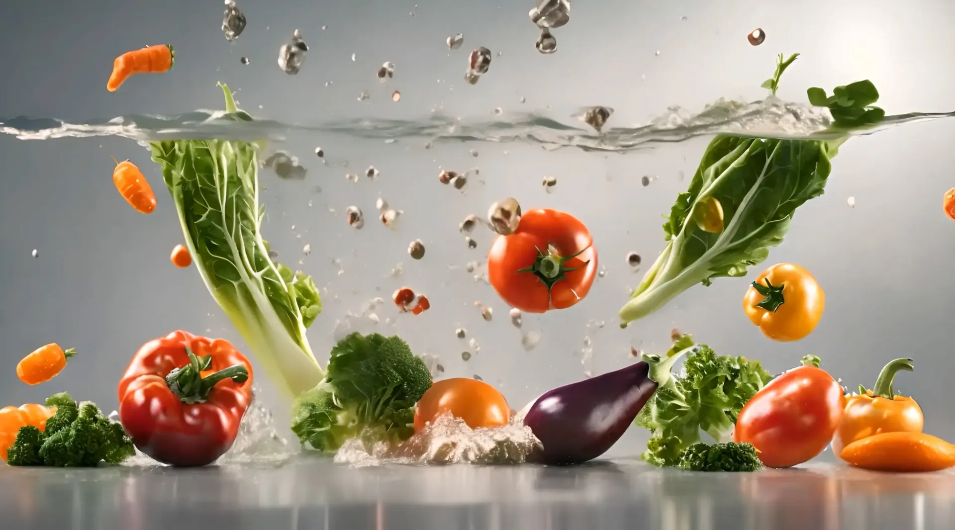 Vegetable Splashdown Video Backdrop